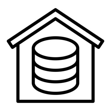 Veri Evi Vektör Hattı Simge Tasarımı Kişisel ve Ticari Kullanım İçin