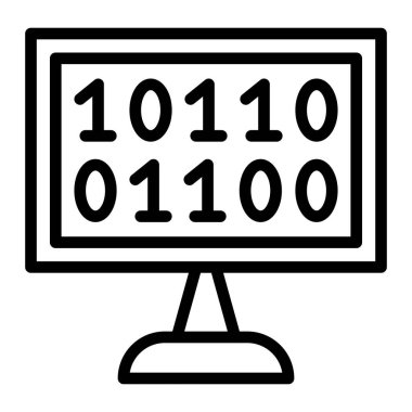 Kişisel ve ticari kullanım için İkili Kod Vektör Satırı Simgesi Tasarımı