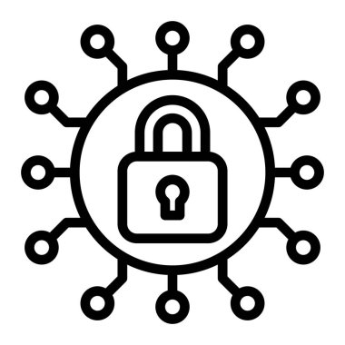 Siber Güvenlik Vektör Hattı Simge Tasarımı Kişisel ve Ticari Kullanım İçin