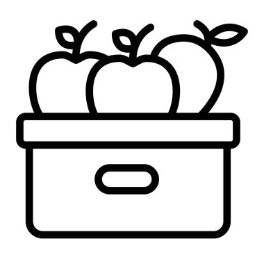 Kişisel ve Ticari Kullanım için Meyve Kutusu Vektör Satırı Simgesi Tasarımı (Basit)