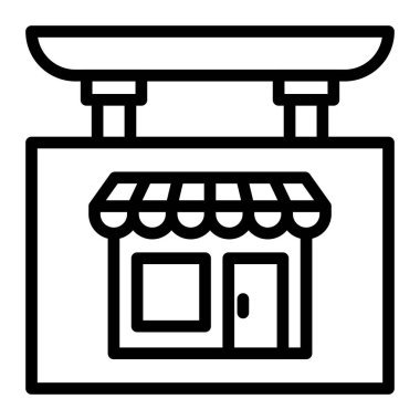 Dükkan İşareti Vektör Satırı Simge Tasarımı Kişisel ve Ticari Kullanım İçin