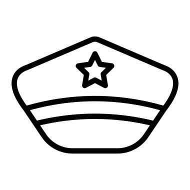 Askeri Şapka Vektör Hattı Kişisel ve Ticari Kullanım Simgesi Tasarımı