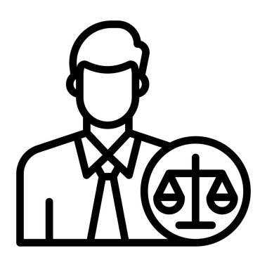 Kişisel ve Ticari Kullanım İçin Avukat Vektör Hattı Simgesi Tasarımı