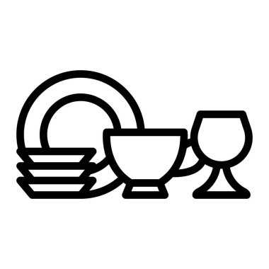Kişisel ve ticari kullanım için Crockery Vector Line Simge Tasarımı