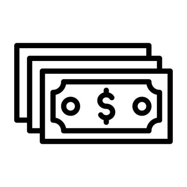 Kağıt Para Birimleri Vektör Satır Simgesi Tasarımı