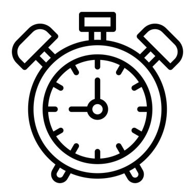 Alarm Clock Vector Line Icon Design