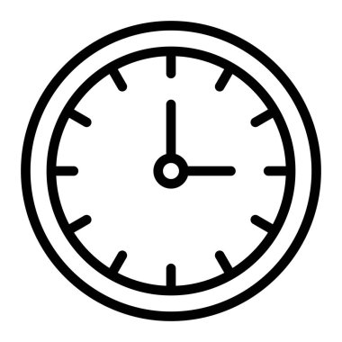 Yuvarlak Saat Vektör Satır Simgesi Tasarımı