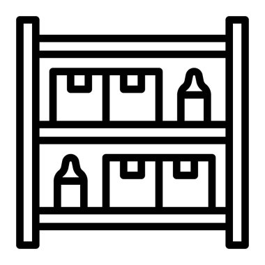 Raflar Vektör Satır Simgesi Tasarımı