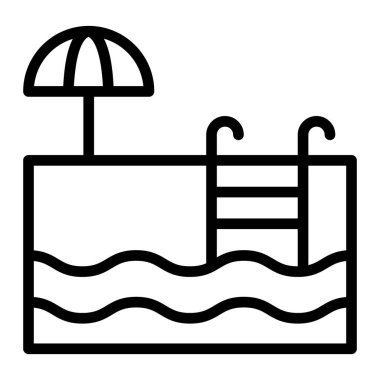 Swimming Pool Vector Line Icon Design