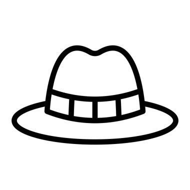 Fedora Şapka Vektör Satır Simgesi Tasarımı