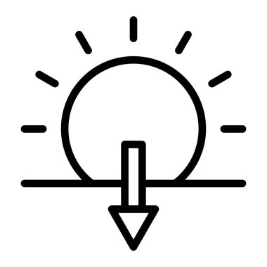 Güneş Doğuşu Vektör Çizgisi Simge Tasarımı