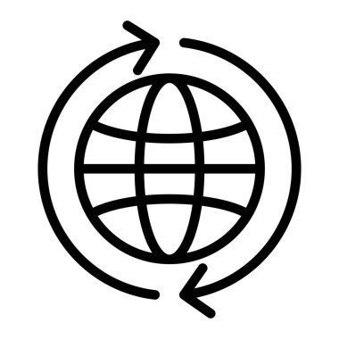 Dünya Geneli Vektör Satır Simgesi Tasarımı