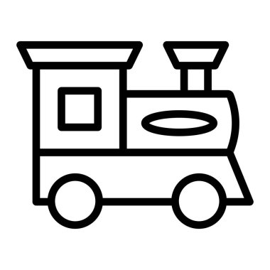 Oyuncak Tren Vektör Satırı Simge Tasarımı