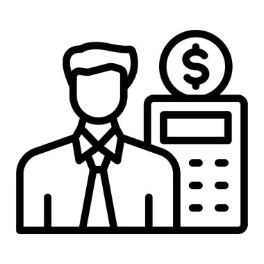 Muhasebeci Vektör Satır Simgesi Tasarımı