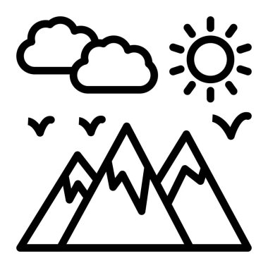 Kişisel ve ticari kullanım için peyzaj çizgisi simgesi tasarımı