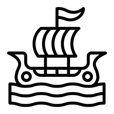 Viking Gemi Hattı Simge Tasarımı Kişisel ve Ticari Kullanım İçin