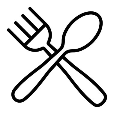 Kişisel ve Ticari Kullanım İçin Çatal ve Kaşık Çizgisi Simgesi Tasarımı