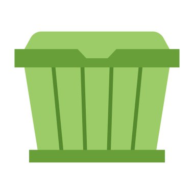 Çöp Konteynırı Vektör Düz Simge Tasarımı