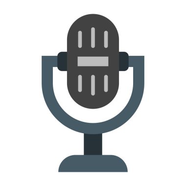 Mikrofon Vektörü Düz Simge Tasarımı