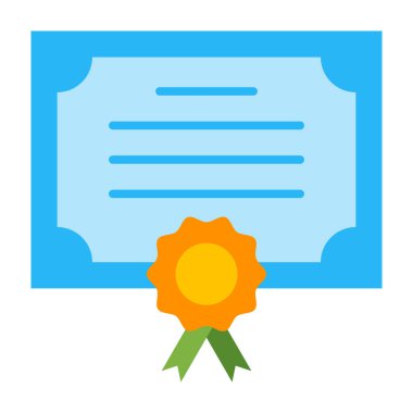 Diploma Vektörü Düz Simge Tasarımı
