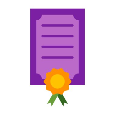 Sertifika Vektörü Düz Simge Tasarımı