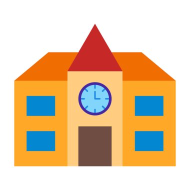 Okul Vektörü Düz Simge Tasarımı