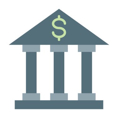 Banka Vektörü Düz Simge Tasarımı