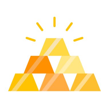 Altın Çubuk Vektör Düz Simge Tasarımı