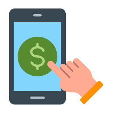 Mobil Ödeme Vektörü Düz Simge Tasarımı