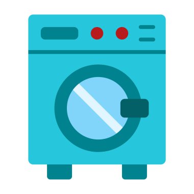 Çamaşır Makinesi Vektörü Düz Simge Tasarımı