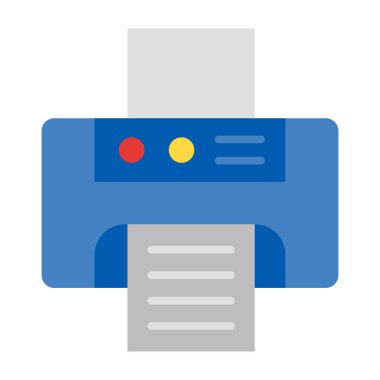 Yazıcı Vektörü Düz Simge Tasarımı