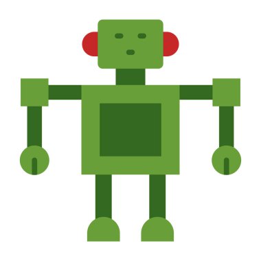 Robot Vektör Düz Simge Tasarımı