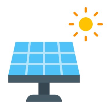 Güneş Paneli Vektör Düz Simge Tasarımı