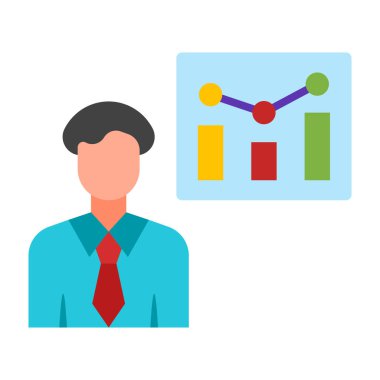 İş Sunumu Vektörü Düz Simge Tasarımı