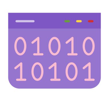 İkili Kod Vektörü Düz Simge Tasarımı