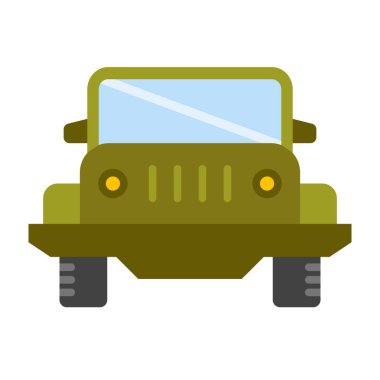 Askeri Jeep Vektör Düz Simge Tasarımı