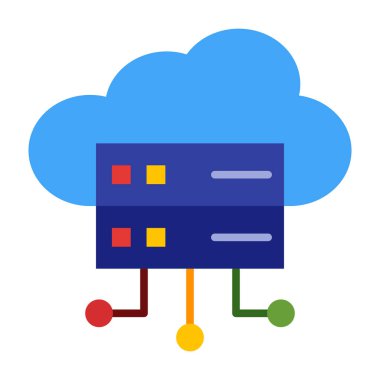 Bulut Sunucusu Düz Simge Tasarımı