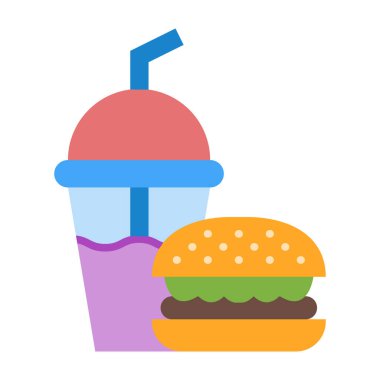 Fast Food Düz Simge Tasarımı