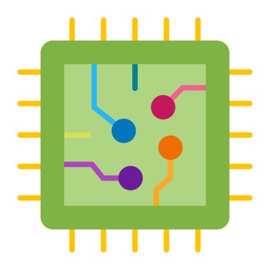 İşlemci Düz Simge Tasarımı