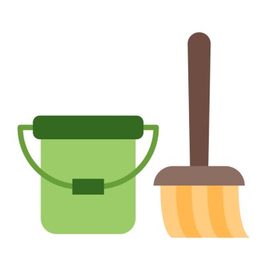 Temizleme Araçları Düz Simge Tasarımı