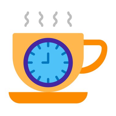 Kahve Saati Düz Simge Tasarımı