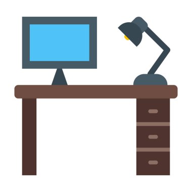 Çalışma Alanı Düz Simge Tasarımı