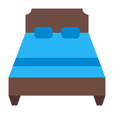 Çift Yatak Düz Simge Tasarımı