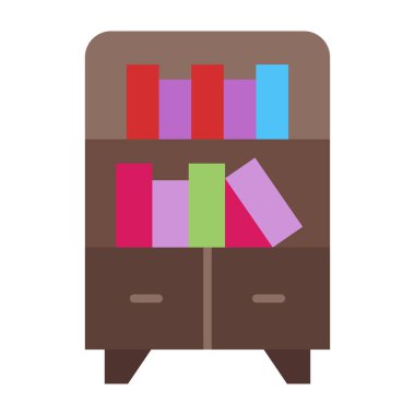 Kitaplık Düz Simge Tasarımı