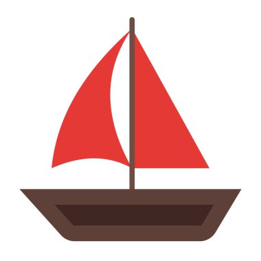 Yelkenli Tekne Düz Simge Tasarımı