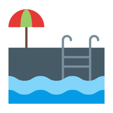 Yüzme Havuzu Düz Simgesi Tasarımı