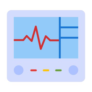 Kalp Monitörü Düz Simge Tasarımı