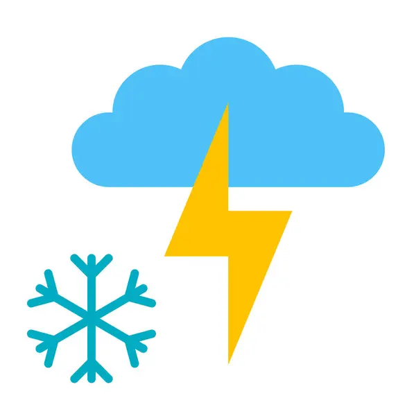 Şimşek Fırtınası Düz Simge Tasarımı