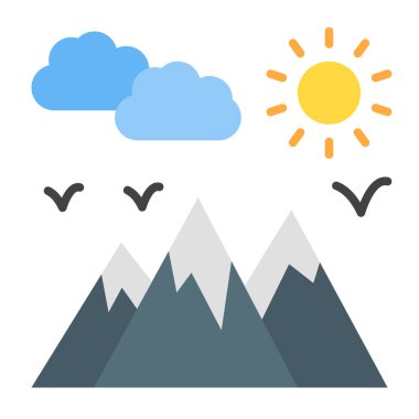 Peyzaj Düz Simge Tasarımı