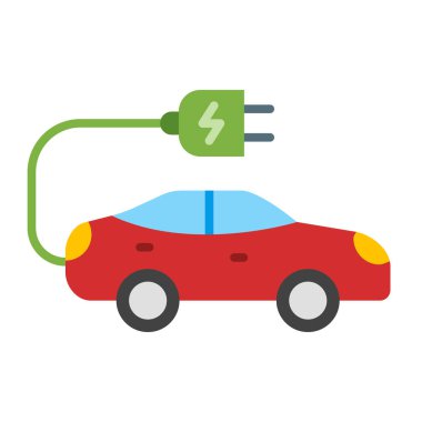 Elektrikli Otomobil Düz Simge Tasarımı
